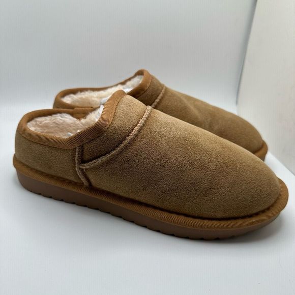 CUSHIONAIRE Women's Faux Shearling Genuine Suede cozy mule slippers +Memory Foam - Picture 1 of 7